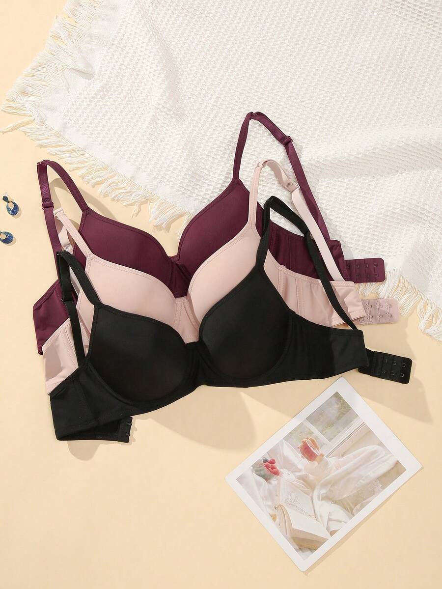3pcs Của phụ nữ Vòng thép Bộ áo ngực - Nhiều màu - Xem 1