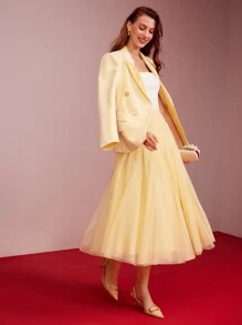 MOTF PREMIUM 女士纯色网眼编织喇叭裙，情人节