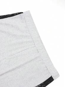 Plus Size Lace Patchwork Elastic Waist Leggings - Light Grey - View 6