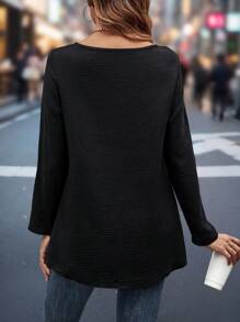 Chiquease 女士黑色圓領襯衫/上衣 - 黑色 - 查看 2