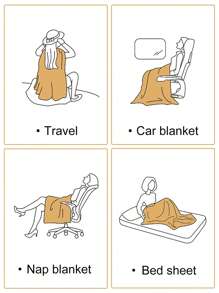 1pc Solid Color Faux Jacquard Bubble Plush Blanket, Skin-Friendly Comfortable Warm, Suitable For Bed Or Sofa - Khaki - View 4