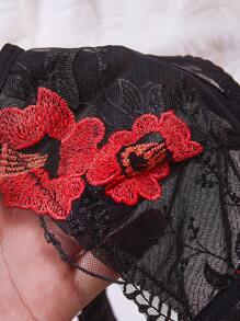 Lace Floral Embroidered Sexy Lingerie Set - Multicolor - View 6