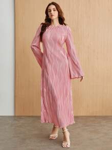 BizChic 女士粉色圓領花邊連衣裙 - 藕粉色 - 查看 5