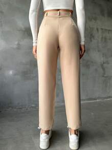 SHEIN Cottnline Women's Tapered Pants - Apricot - View 2