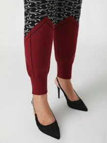 Sava Nation Designs Designer Plus Geo Pattern Colorblock Knit Pants, For Holiday, Vacation, Festival, Ibiza Fits