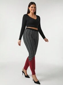 Sava Nation Designs Designer Plus Geo Pattern Colorblock Knit Pants, For Holiday, Vacation, Festival, Ibiza Fits