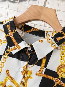 Maweii 大尺碼女士鏈印花襯衫裙 - 黑色 - 查看 5