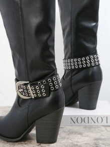 SHUZIA Women Belt Mid-Calf Boots, Cowboy Boots For Women - Black - View 6