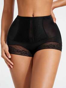 女用網布拼接塑身衣下裝 - 黑色 - 查看 1