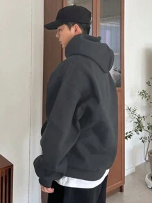 DAZY Nam Lá thư In Hoodie Áo nỉ - Màu xám đen - Xem 5