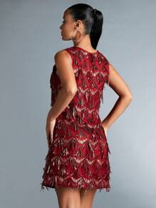 SHEIN BAE Women's Sleeveless Sequin Bodycon Dress - Burgundy - View 2