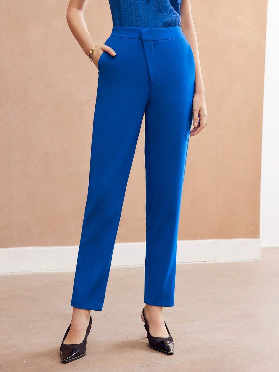 MOTF WOVEN WOMEN'S OVERLAP WAIST SOLID PANTS