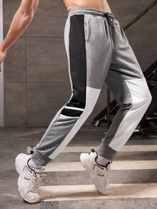 Manfinity Sport Corelite 男士彩色拼接束口運動長褲 - 彩色 - 查看 3