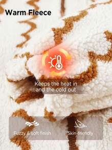 In My Nature Men Chevron Print Zip Up Teddy Jacket - Beige - View 3