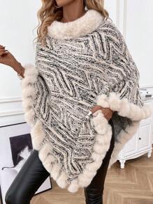 SHEIN LUNE 女士拼接毛衣 - 杏色 - 查看 4