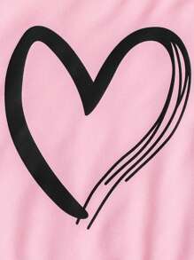 SHEIN Bé gái Love Hình trái tim Tay áo dài Hai chiếc Bộ Đối với Mùa thu Và Mùa Đông - Hồng - Xem 5