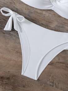 SHEIN Swim Summer Beach Ladies' Separated Swimwear Set With Frill Detail