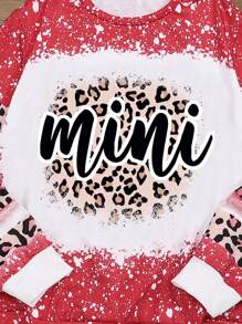 SHEIN Girls' (big) Color Block Letter Print Crew Neck Sweatshirt - Hot Pink - View 3