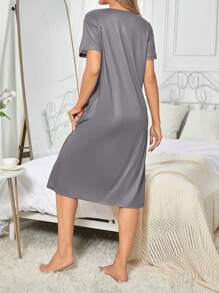 心形印花睡衣 - 灰色 - 查看 2