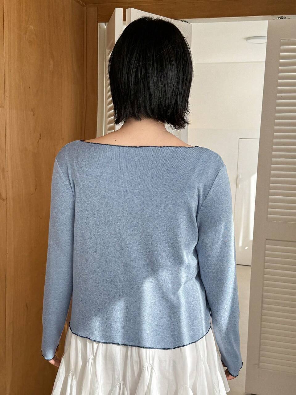 Dazy Petite Plus Color Block Roll-Up Sleeve Button Front T-Shirt Long Sleeve Women Tops