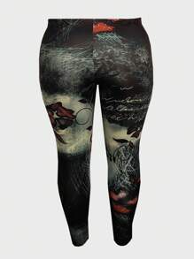 Flirla 大尺碼全長印花緊身褲 - 彩色 - 查看 2