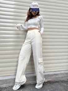 SHEIN Unity 女式降落傘貨物褲 - 米色 - 查看 5