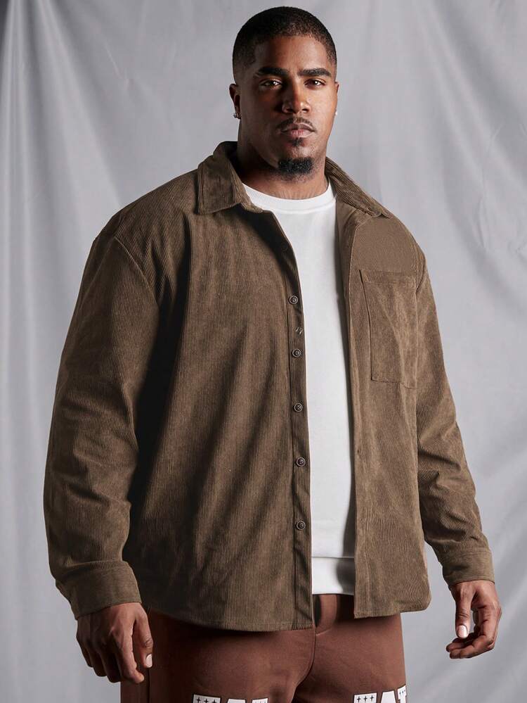 Men's Plus Size Front Pocket Shacket