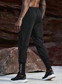 Manfinity Sport Corelite Men's Letter Printed Drawstring Waist Sports Pants Sweat Pants - Black - View 2