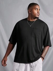 Manfinity LEGND 大尺碼男裝寬鬆雕塑和標語印花t卹 - 黑色 - 查看 3