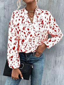 SHEIN Clasi 女款全身印花燈籠袖襯衫 - 彩色 - 查看 3