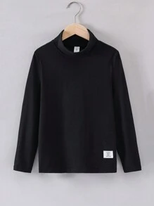 SHEIN 十二歲男孩半高領字母拼接t恤 - 彩色 - 查看 6