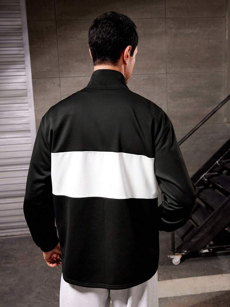 Men's Letter Print Sports Jacket Workout Tops Sports Jacket