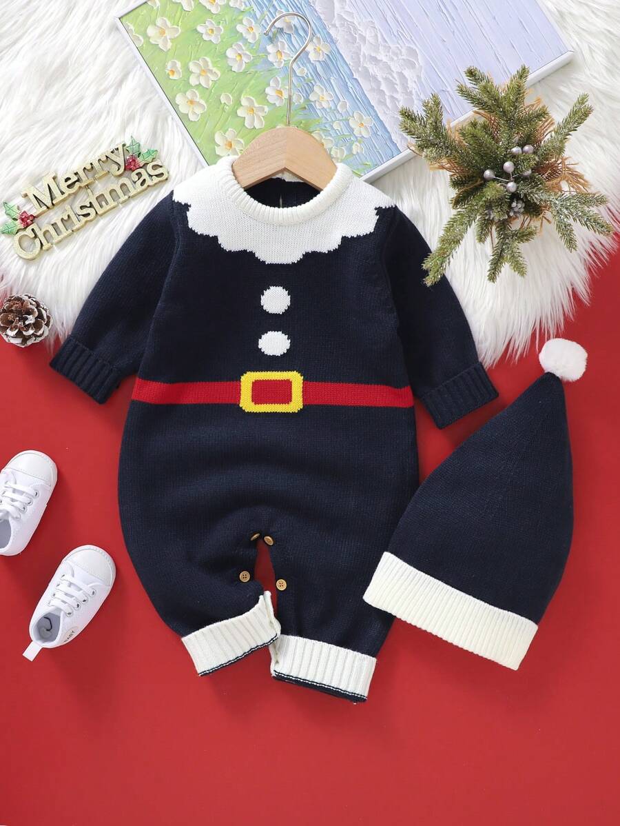 Baby Girls' Casual Hooded Sweater Jumpsuit With Cute Design - Royal Blue - View 1