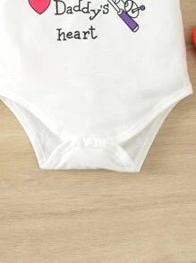 嬰兒男童白色圓領印花連身衣 - 白色 - 查看 6