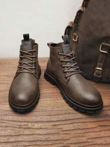 Nam Mùa thu Và Mùa Đông Da Giày ống Ankle Với Linh hoạt Phong cách - màu nâu - Xem 1
