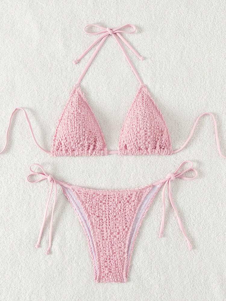 Halter Triangle Cup Separated Bikini Set Summer Beach