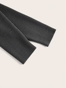 ROMWE PUNK Plus Letter Embroidery Zip Up Hooded Cardigan - Dark Grey - View 3