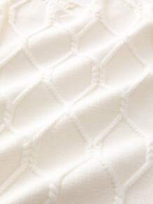 秋冬新品女嬰半高領毛衣+背帶毛衣洋裝套裝 - 米色 - 查看 3