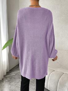 Women's Solid Color Cardigan - Purple - View 2