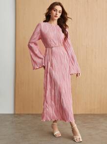 BizChic 女士粉色圓領花邊連衣裙 - 藕粉色 - 查看 3