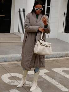 2023 女款加厚保暖長派克大衣 - 咖啡棕 - 查看 8