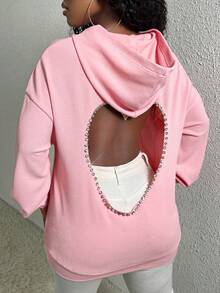 Slaydiva 鑽石心形圖案帽衫 - 粉色 - 查看 4