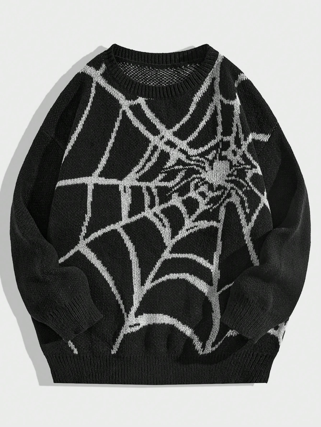 Ozz on スパイダー ニット Gothic Our Goth Spring Casual Graphic Men Spider Web Pattern Pullover