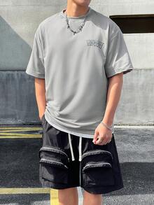 Manfinity Hypemode 男款圓領文字印花短袖 T 卹 - 灰色 - 查看 2