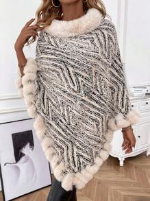 SHEIN LUNE 女士拼接毛衣 - 杏色 - 查看 5