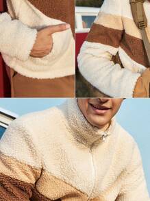 In My Nature 男士色塊羊毛衣外套 - 米色 - 查看 6