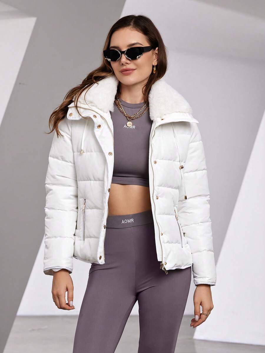 ZIAI 女式毛领夹棉短夹克