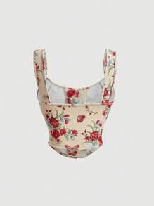 SHEIN MOD Women's Floral Printed Strap Tank Top - Multicolor - View 2