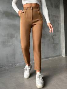 EURMUSE Women's Cropped Pants - Chocolate Brown - View 5