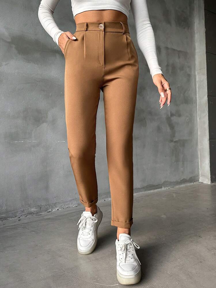 EURMUSE Women's Cropped Pants - Chocolate Brown - View 5